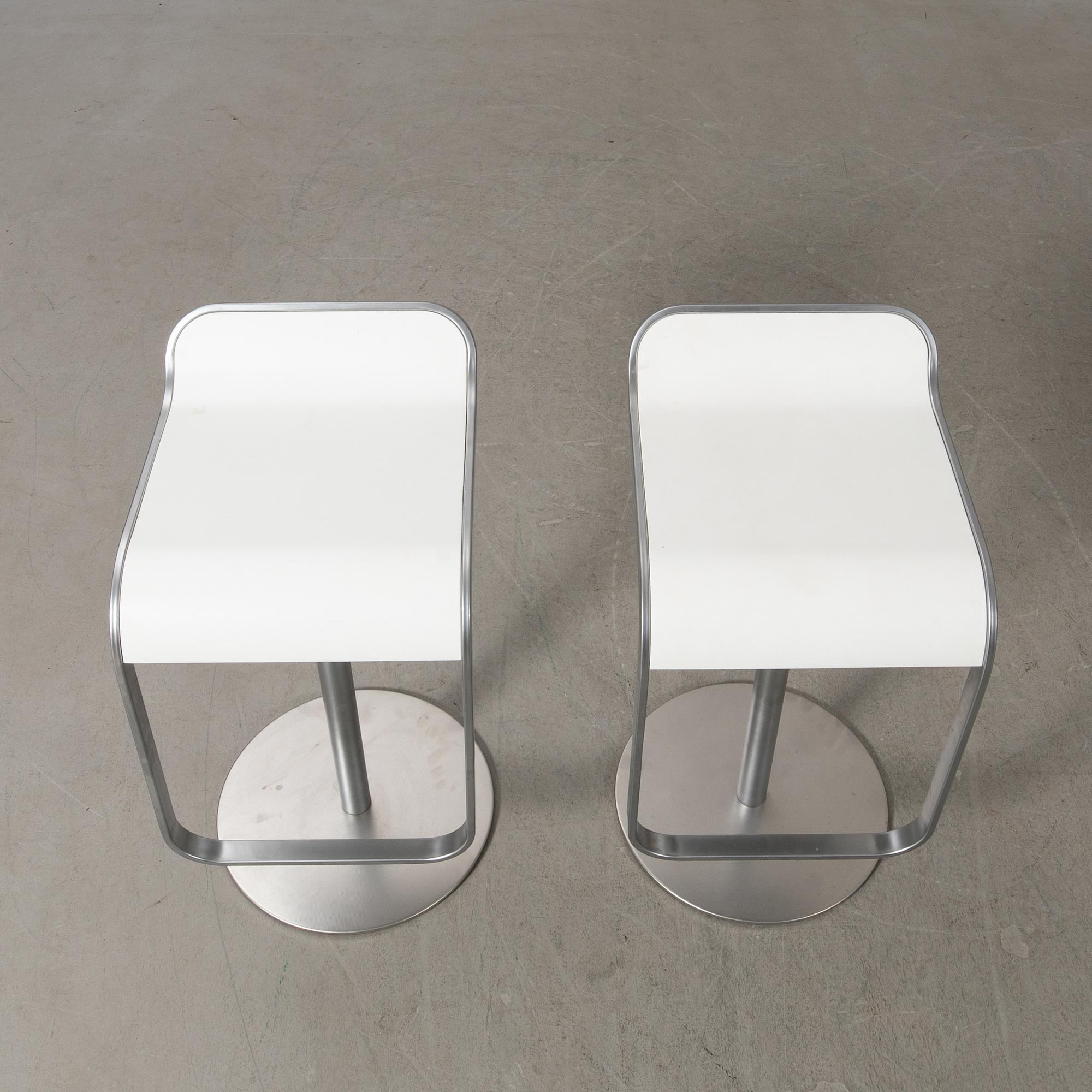 Shin & Tomoko Azumi bar stools, a pair "Lem" for LaPalma, Italy, late 20th century.