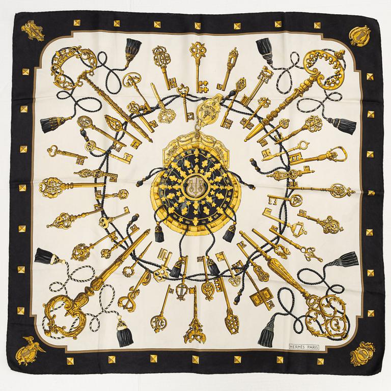 Hermès, a 'Les Clefs' silk scarf.
