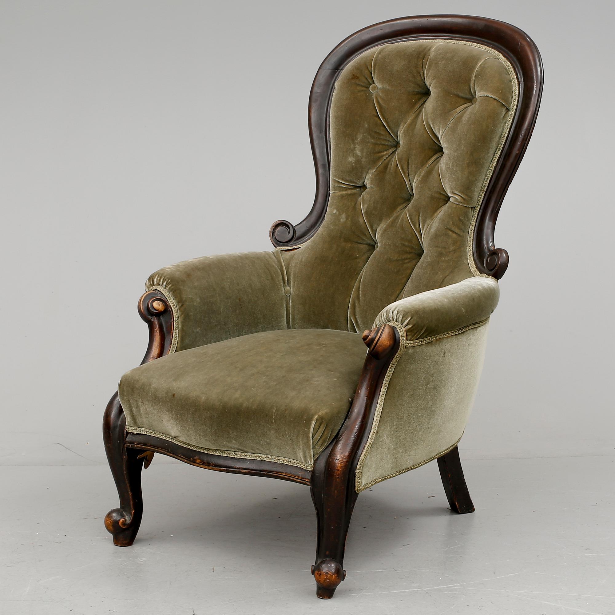 FÅTÖLJ, nyrokoko, sent 1800-tal.