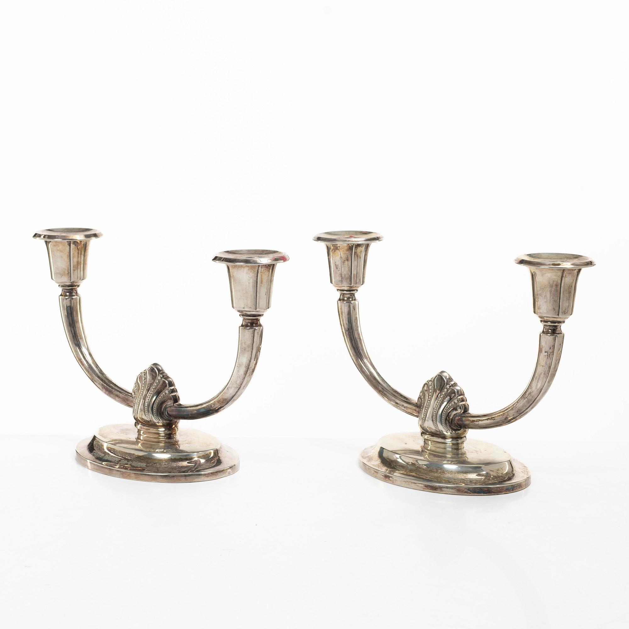 David Andersen, candelabra, a pair, silver, Norway, after 1925.