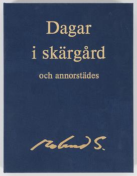 Roland Svensson, kasett med 4 färglitografier, signerade 169/400 samt fyra dagböcker i faksimil, 1990.