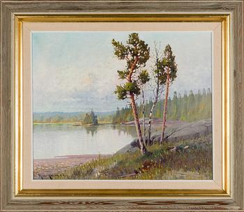 Ejnar Kohlmann, Pines and birches by the shore.