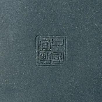 Two hexagonal 'gongfu' teapots, yixing, China, 1980s.