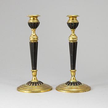 A pair of brass candlesticks, Otto Meyer, Stockholm, ca 1900.
