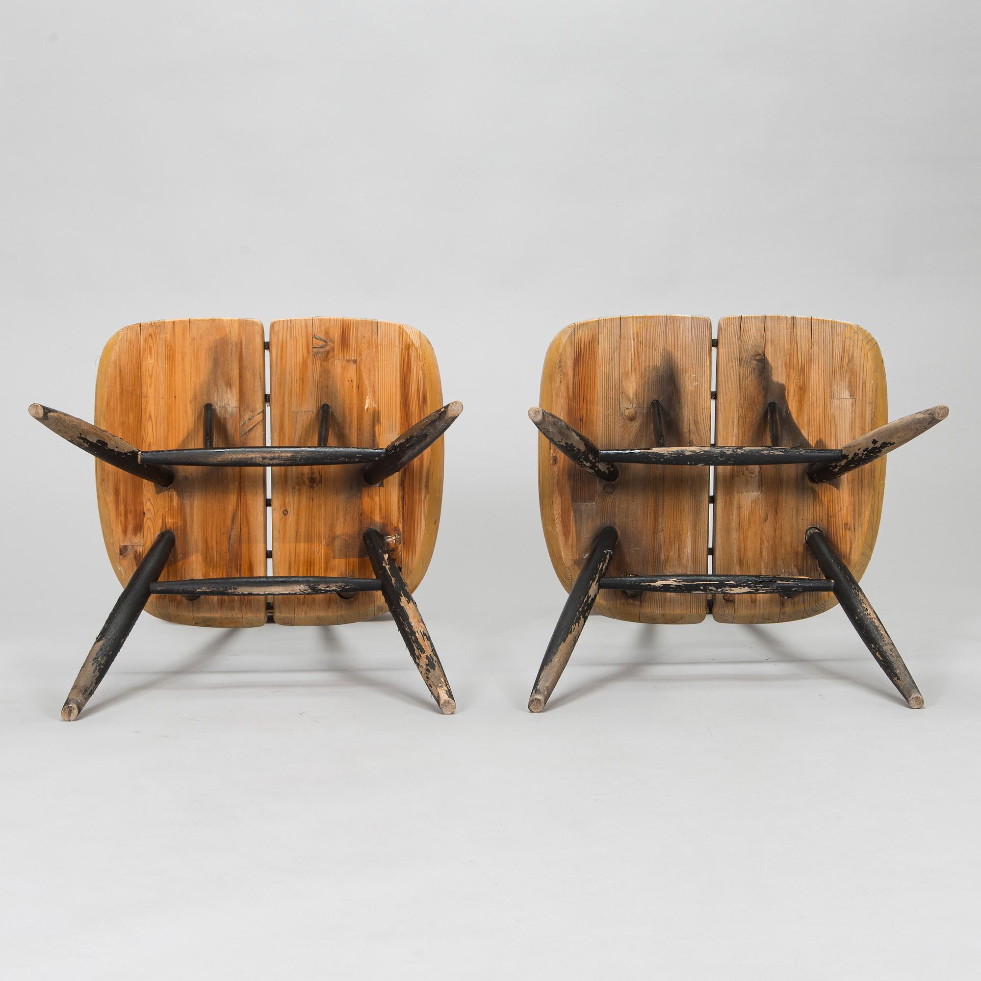 Ilmari Tapiovaara, fåtöljer ett par, "Pirkka lounge chair", Laukaan Puu 1960-tal.