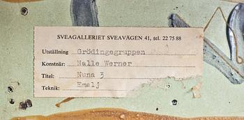 NALLE WERNER, emalj på plåt, signerad.