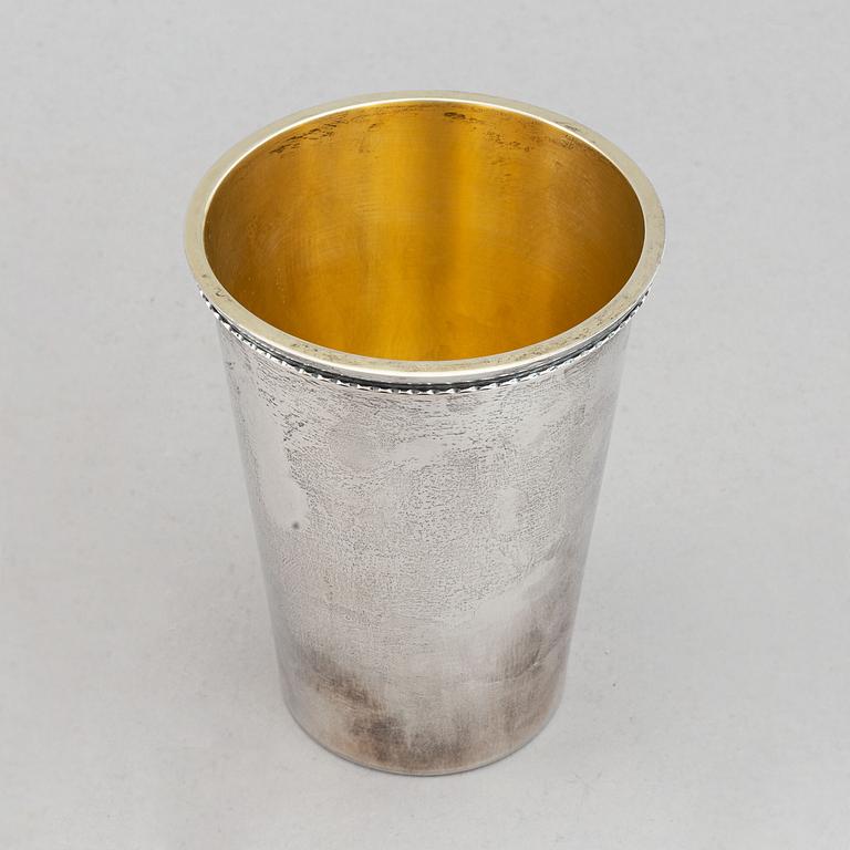 A parcel-gilt silver beaker. Mark of Sven Arne Gillgren, GAB, Stockholm 1973.