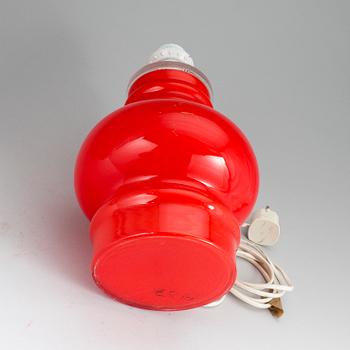 A red glass table lamp, 1960/70's.