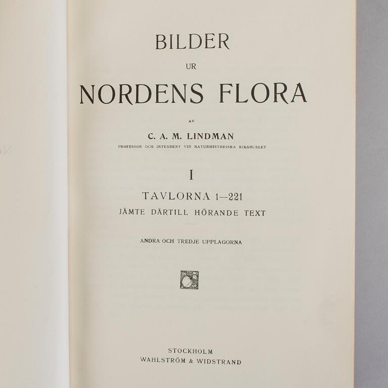 BÖCKER: Bilder ur Nordens Flora, C A M Lindman, Wahlström & Widstrand 1922-26, 3 volymer.