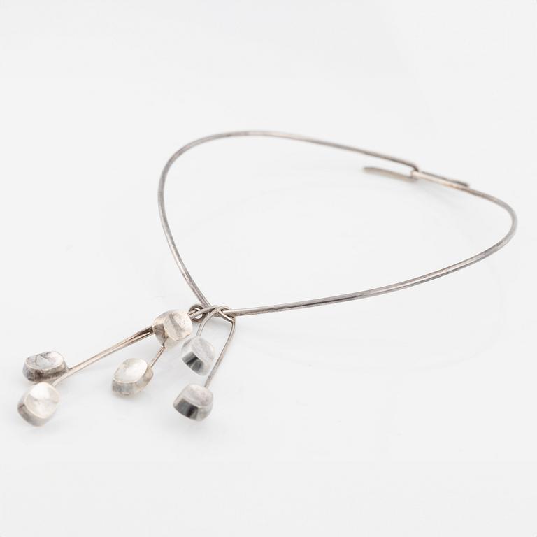 Bent Knudsen, neck ring with three pendants, sterling silver, Denmark.