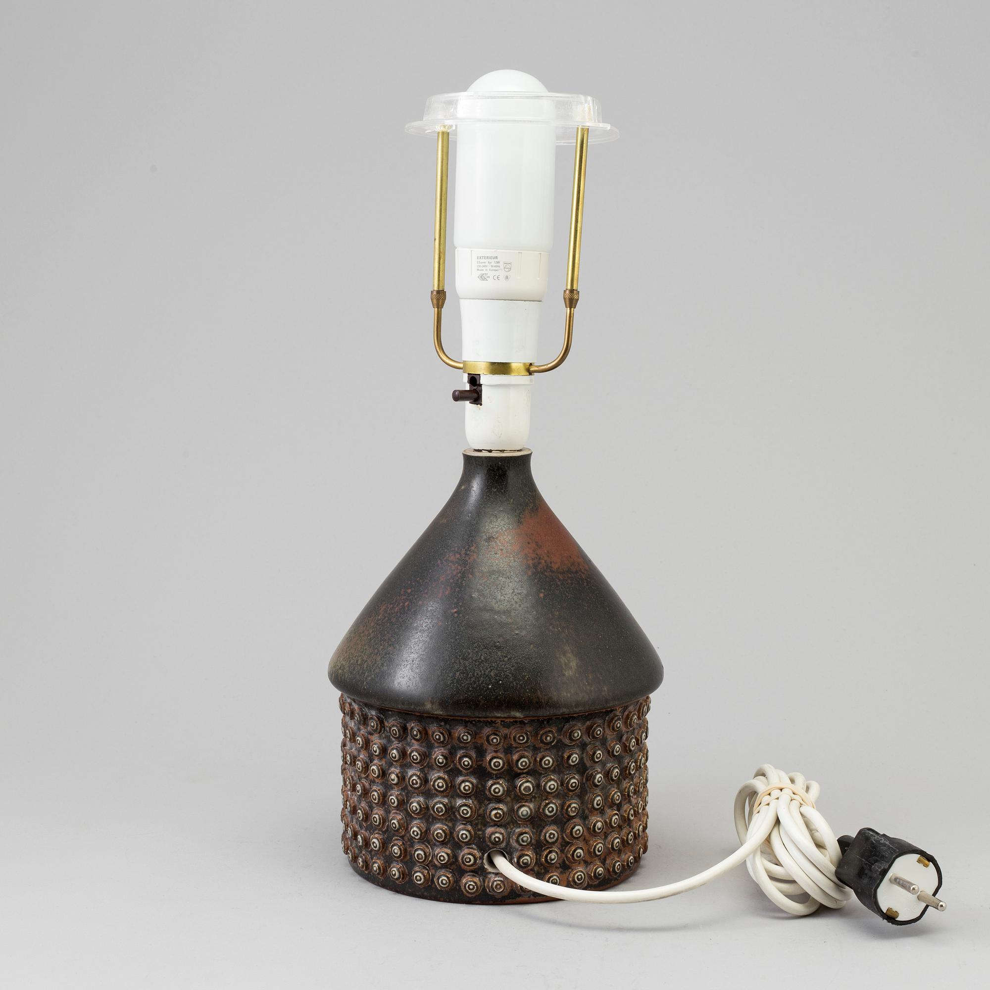 STIG LINDBERG, bordslampa, stengods, Gustavsberg studio, unik.