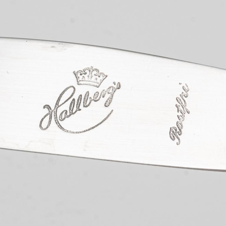 Matknivar, 6 st, silver, modell Engelsk snäck, CG Hallberg, Stockholm 1946.