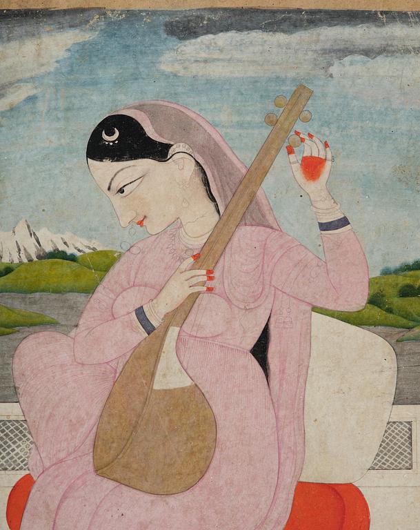 Three Moghul paintings/album leafs, 19th century and early 20th century.