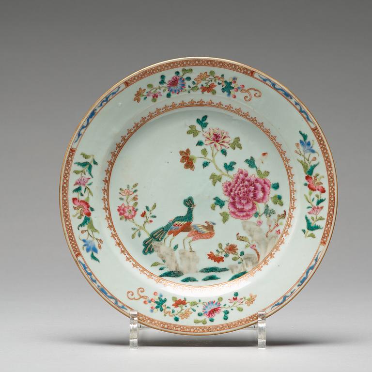 Seven 'Double Peacock' dishes, Qing dynasty, Qianlong (1736-95).