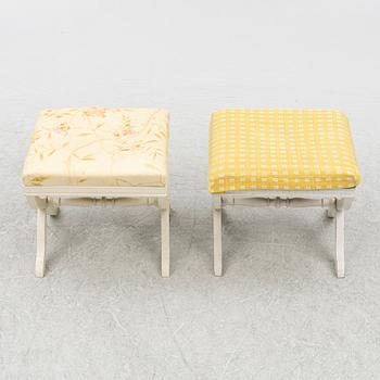 Stools, a pair, Gustavian style, first half of the 20th century.