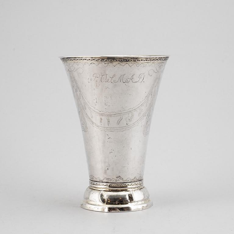 A swedish silver beaker, mark of Johan Stras, Stockhom 1795.