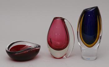 VASER samt SKÅL, glas, 3 delar. 