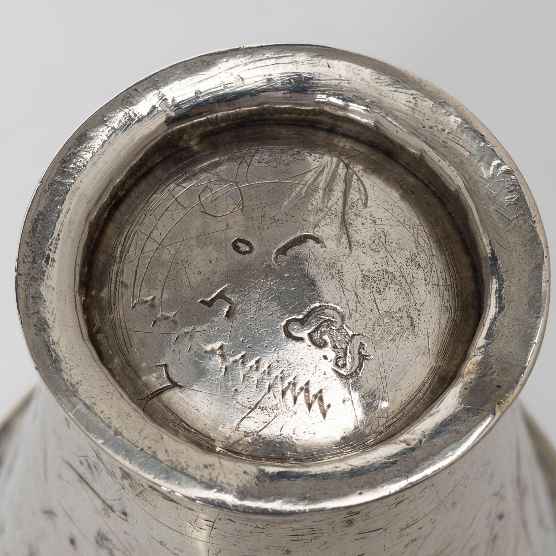 Two Swedish silver 18th Century beakers.