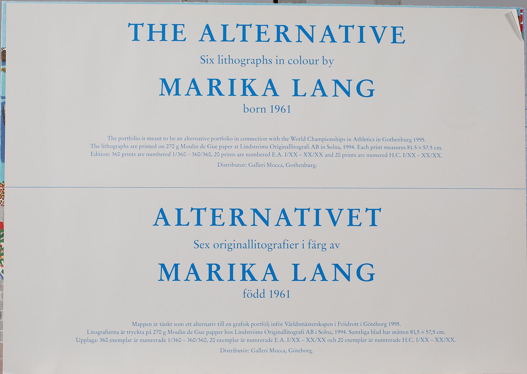 MARIKA LANG, litografier, 6 st, signerade och numrerade, 1994.