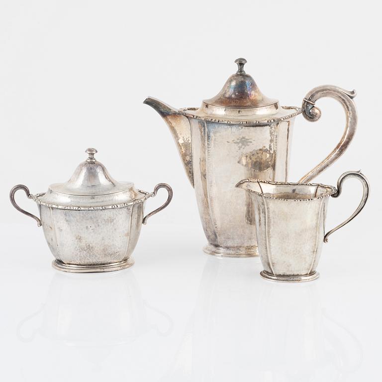 Kaffeserivs, 3 delar, silver, Wilhelm T. Binder, Tyskland, 1900-tal.