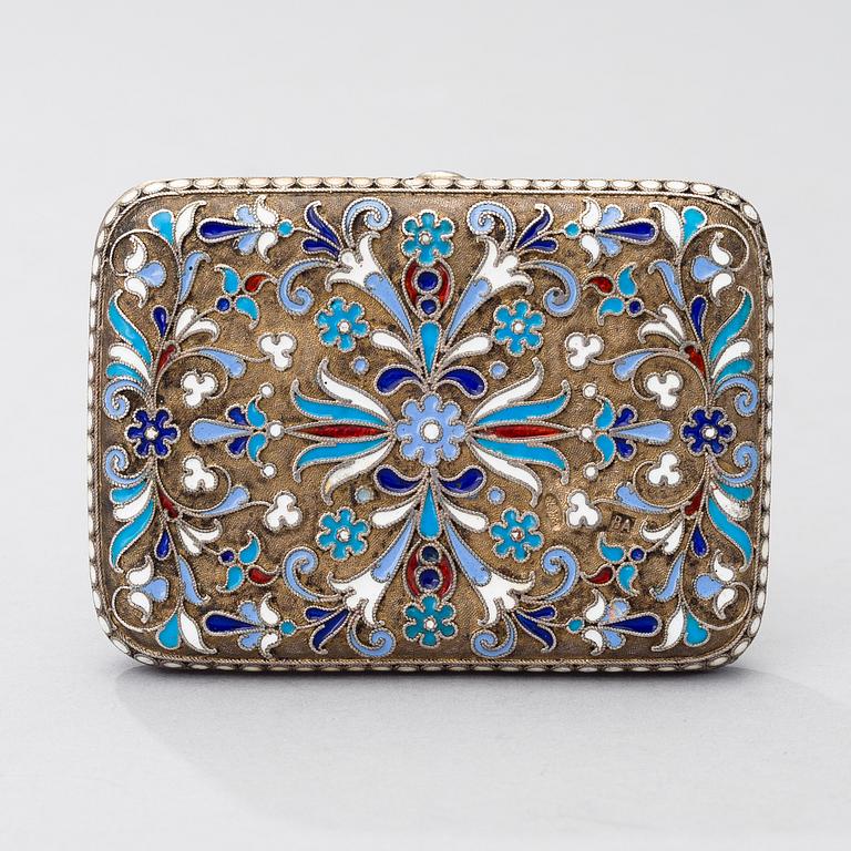 A RUSSSIAN SILVER AND CLOISONNÉ CASE, Moscow 1896-1908, Vasili Andreev.