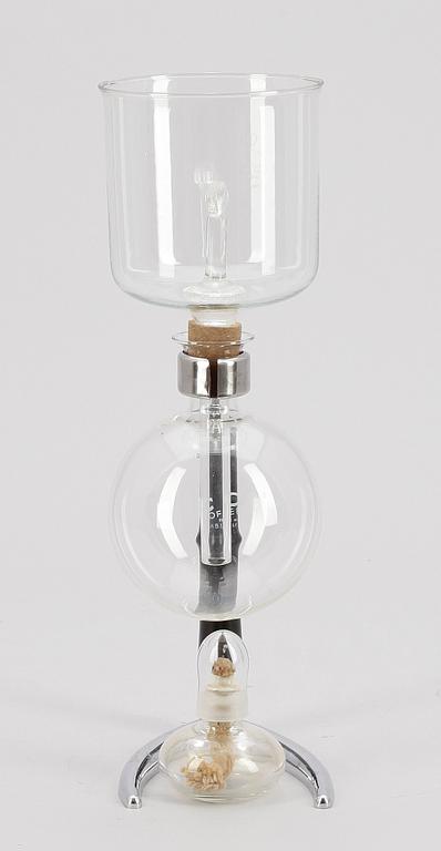 KAFFEBRYGGARE, glas samt metall, Cona, England, 1900-talets första hälft.