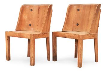 776. A pair of Axel Einar Hjorth 'Lovö' stained pine armchairs, Nordiska Kompaniet, 1930's.