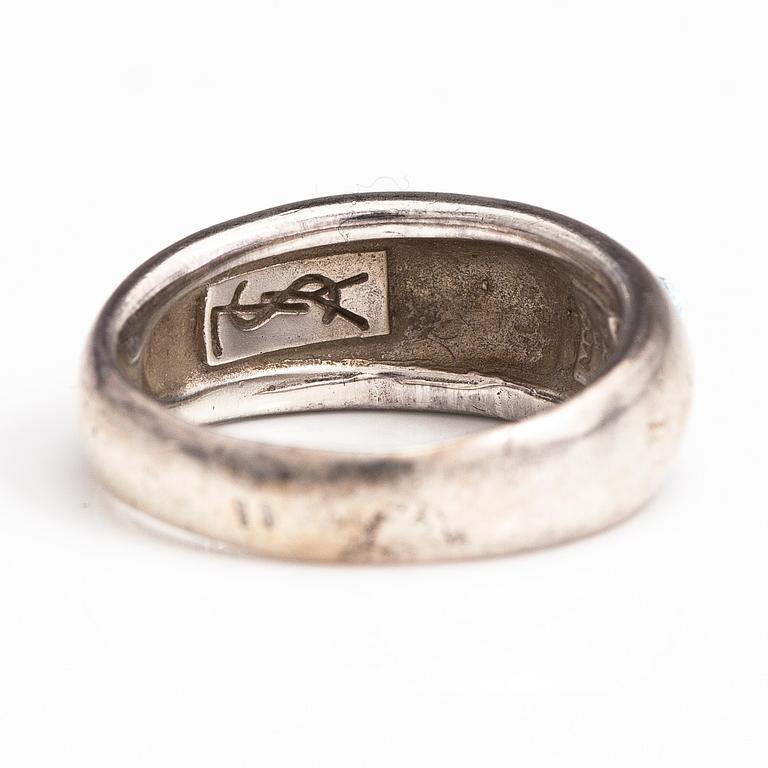 YVES SAINT LAURENT, RING och HALSBAND, sterling silver, glasstenar. Märkt YSL, Made in France.