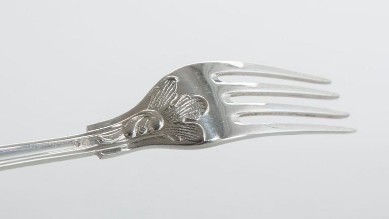 FRUKTBESTICK, 24 delar, Cohr Danmark, silver, vikt ca 840 g inkl. knivblad.
