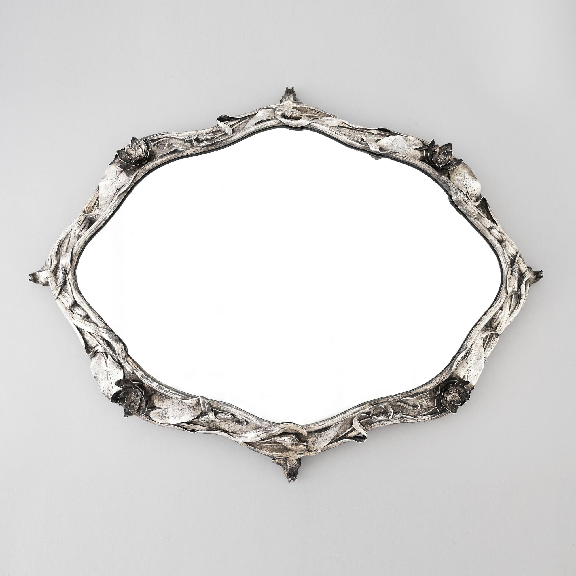 CF Carlman, an Art Nouveau mirror glass silver centerpiece, Stockholm 1899.