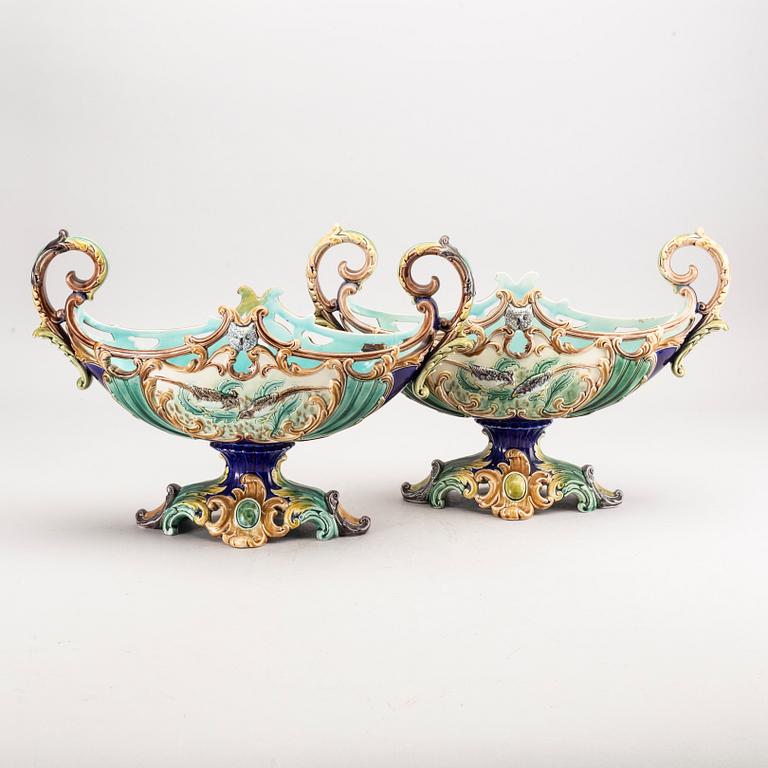 A pair of Gustavsberg majolica jardinière 1890's.