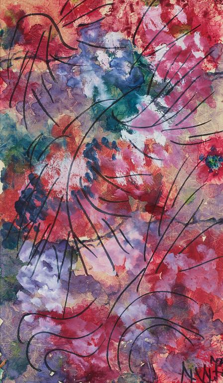 NELL WALDEN, blandteknik på papper, signerad och daterad -73.