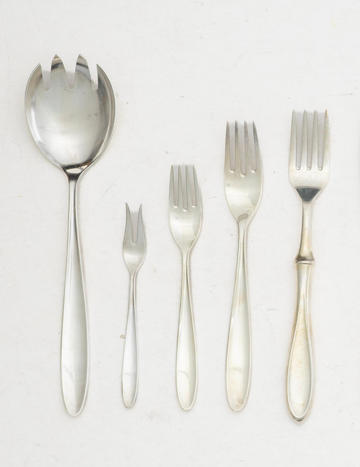 A Norwegian silver cutlery set, “Oseberg”, Thorvald Marthinsen Sølvvarefabrikk, Tønsberg (69 pieces).
