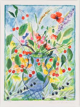 LENA LINDERHOLM, färglitografier, 2 st ur mappen "Livets Fröjder", signerade Lena A Linderholm och numrerade HC XXIV/XXV.