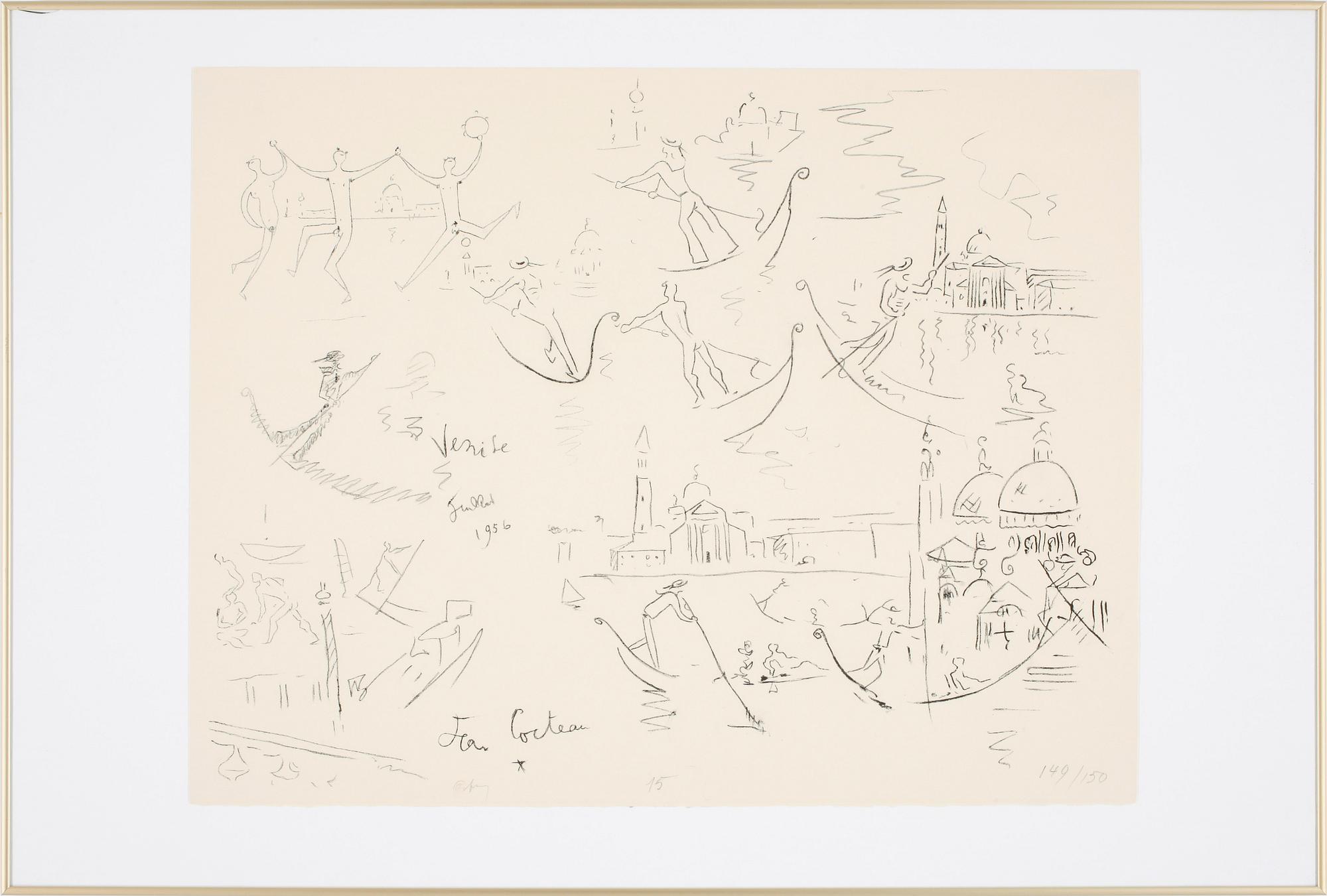 JEAN COCTEAU, litografi. Sign o numr 149/150. Dat 1956 i trycket.