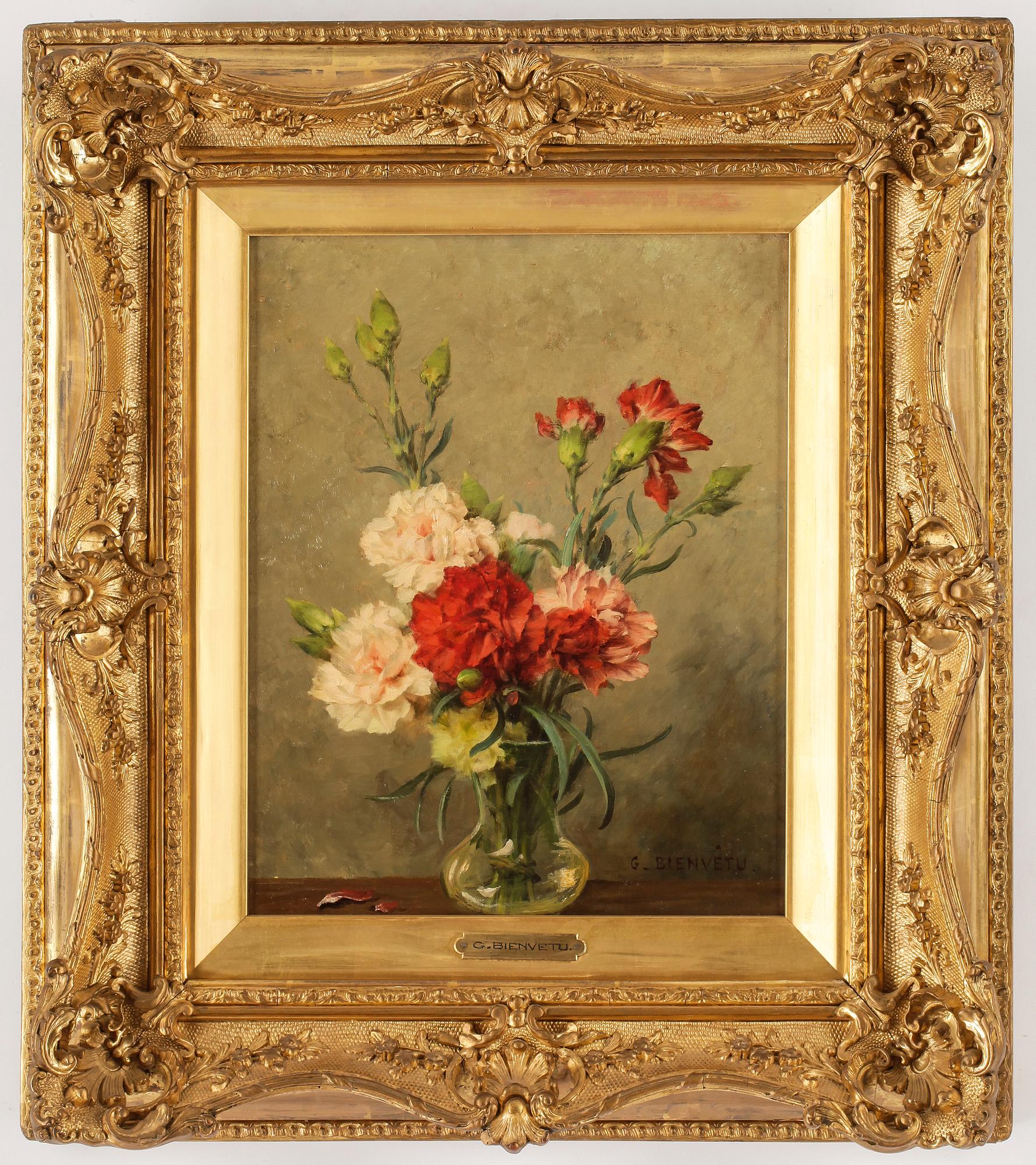 GUSTAVE BIENVETU, olja på duk, signerad.
