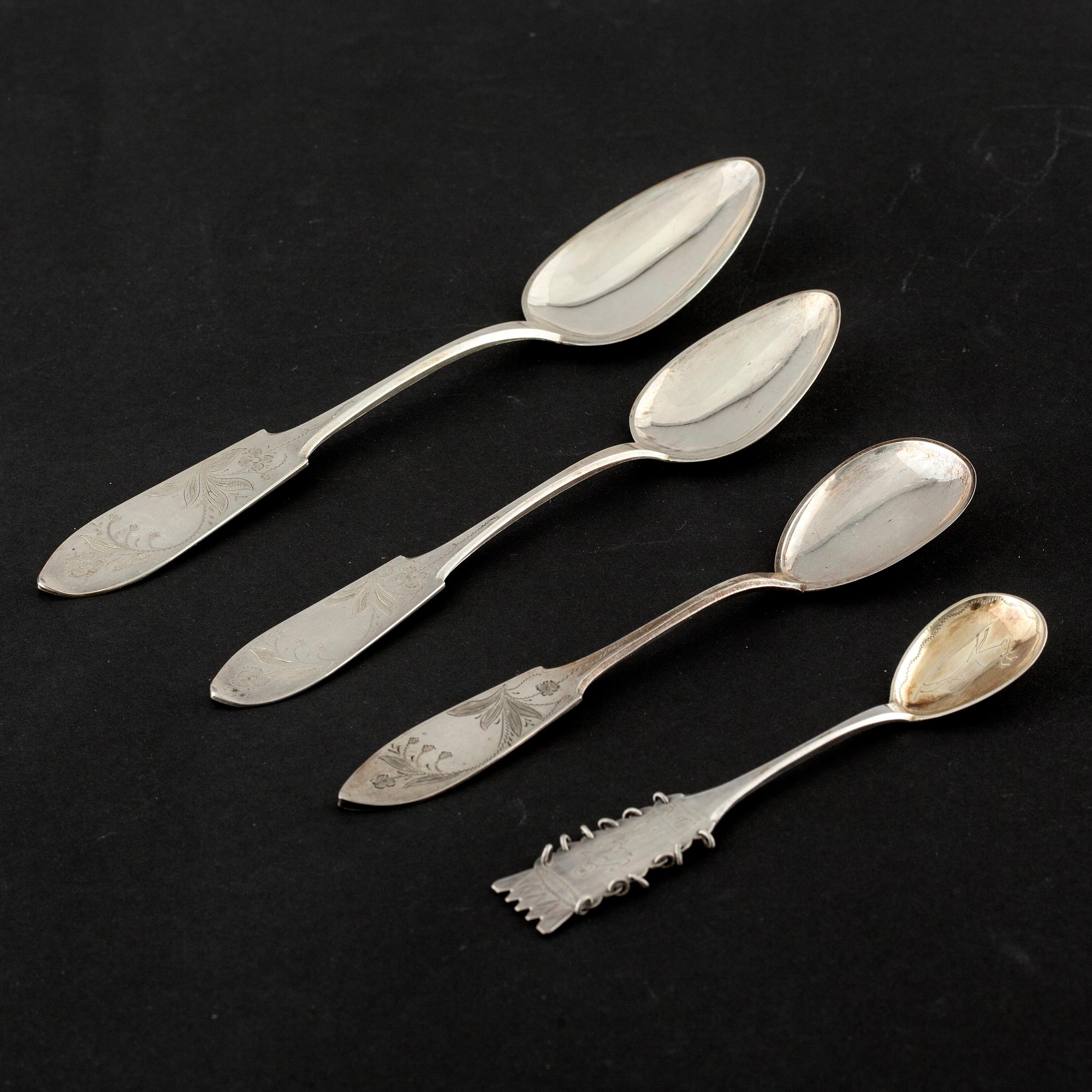 Seventeen silver spoons, mostly model "Tornedal", Oskar Strömbergs efterträdare, Haparanda, around the mid 20th century.