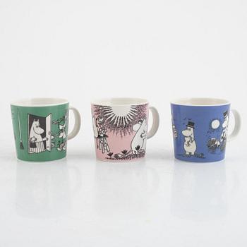 Three Moomin mugs, Moomin Characters, Arabia, Finland.