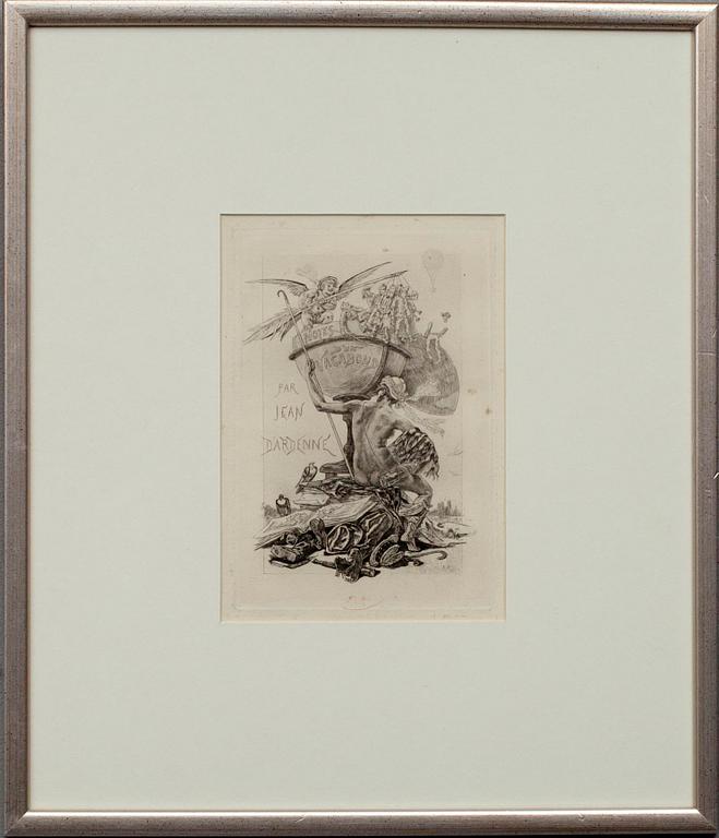 FELICIEN ROPS (BELGIEN) , etsning, torrnål, sign.
