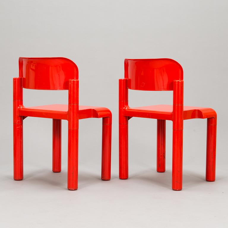 An interior set in red plastic from the 1970s, 7 parts.