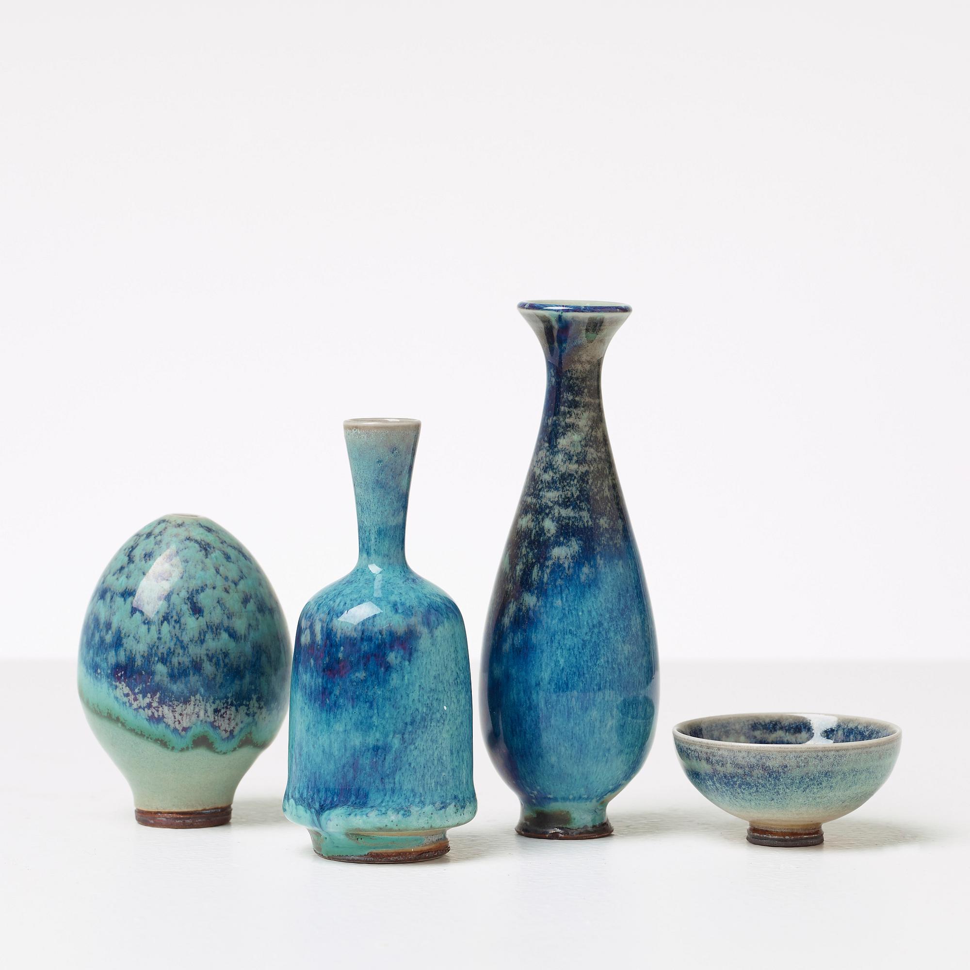MINIATYRER, 4 st, stengods, Berndt Friberg Gustavsbergs Studio.
