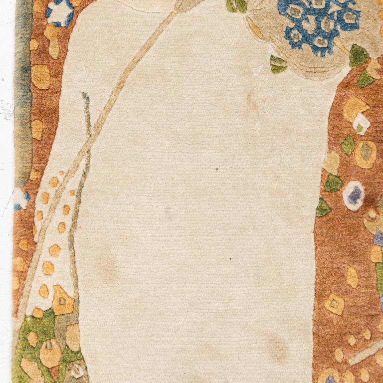 Gustav Klimt, after, a tufted rug, 'Wasserschlangen II', c. 164 x 81 cm.