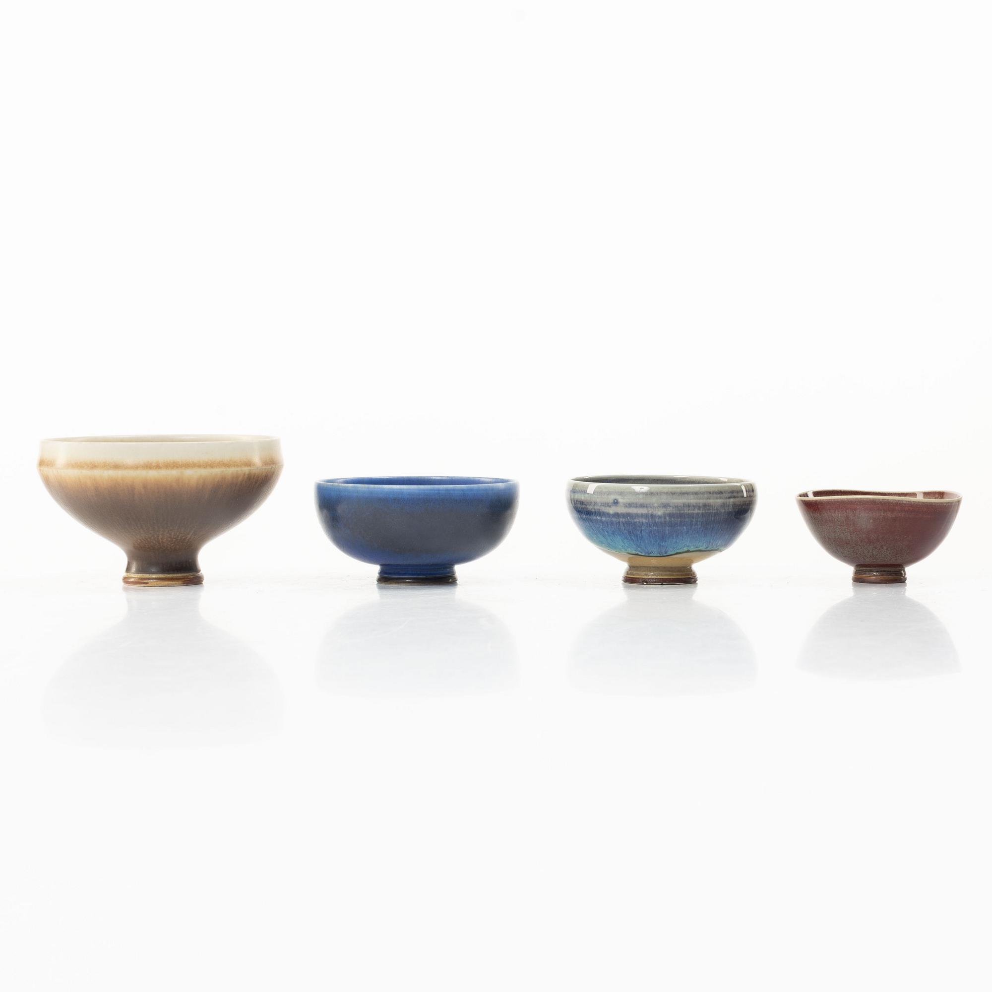 Berndt Friberg, a set oof four stoneware bowls, Gustavsberg Studio, 1960s–70s.