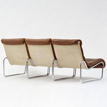 Bruno Mathsson, fåtöljer/soffmoduler, tre stycken, "Sonja", Dux, 1970-tal.