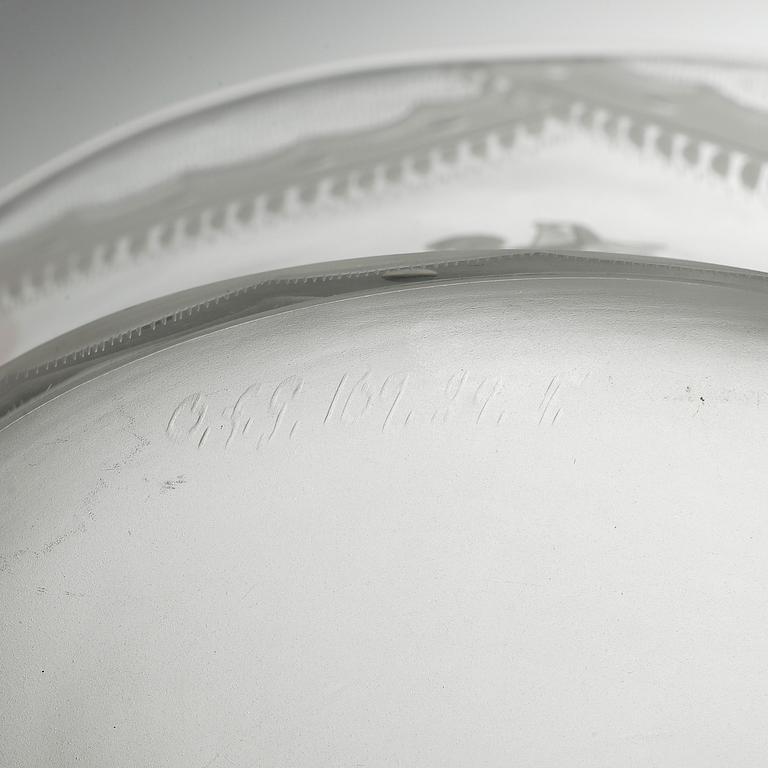 SKÅL samt FAT, glas, Simon Gate, "Slöjdansen", Orrefors, 1920-tal.