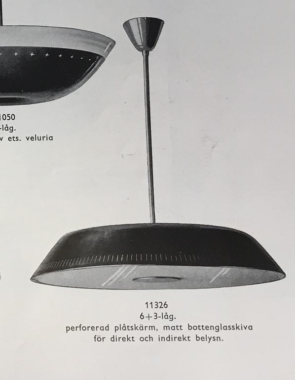 Harald Notini, a pair of ceiling lamps model "11326", Arvid Böhlmarks Lampfabrik, Stockholm 1940s.