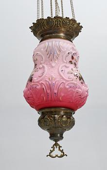 MÅNSKENSAMPEL, omkring sekelskiftet 1800/1900. Kupans höjd ca 45 exkl upphängning.