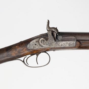 Slaglåsgevär, dubbelpipigt, 1800-talets andra hälft.
