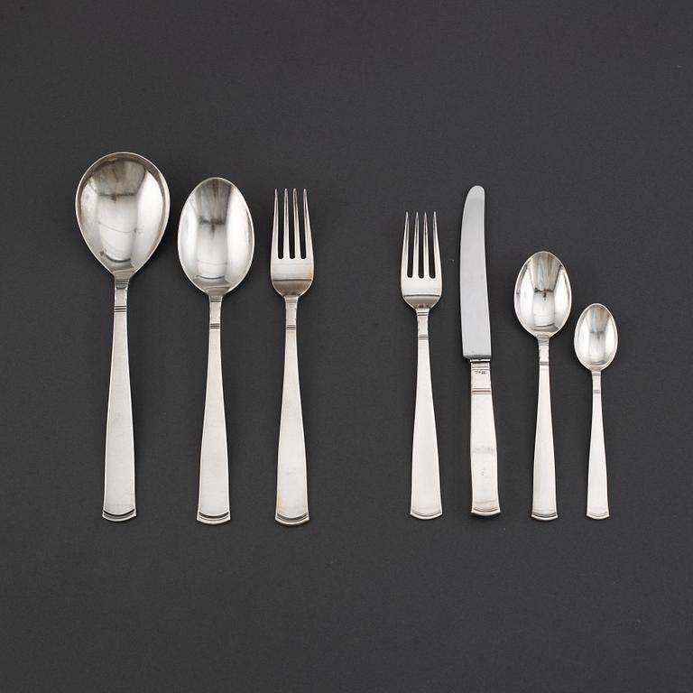 Jacob Ängman, silver cutlery 'Rosenholm' (46 pc), GAB.