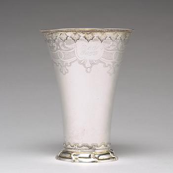 A Swedish 18th century parcel-gilt silver beaker, mark of Sven Örn, Stockholm 1757.